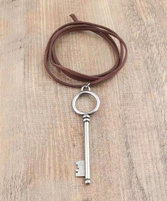 Handmade Silk Stainless Steel Key Pendant Necklace