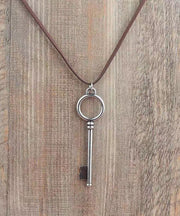 Handmade Silk Stainless Steel Key Pendant Necklace