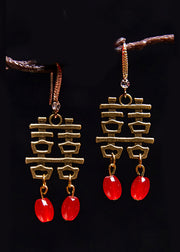 Handmade XI Character Copper Wedding Drop Earrings