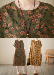 Handmade Yellow Print Vacation Long Dresses Summer