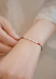 Handwoven Bamboo Joint Silver Good Luck Bracelet