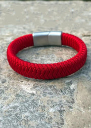 Handwoven Pure Red Dragon Scale Patterned Koi Bracelet