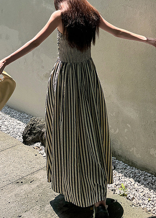 Holiday Style Black Striped Spaghetti Strap Dress Summer