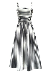 Holiday Style Black Striped Spaghetti Strap Dress Summer