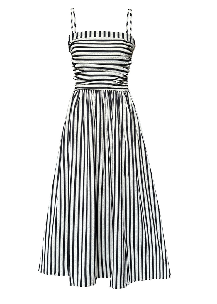 Holiday Style Black Striped Spaghetti Strap Dress Summer