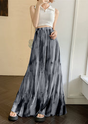 Holiday Style Blue Tie Dye High Waist Draping Cotton Skirts Summer