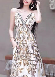Holiday Style Printed Beach Strap Dress For Summer 2024