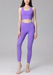 Ignite Lavender High Waist Sports Bra And Leggings Set Suit Running Leggings