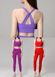 Ignite Lavender High Waist Sports Bra And Leggings Set Suit Running Leggings