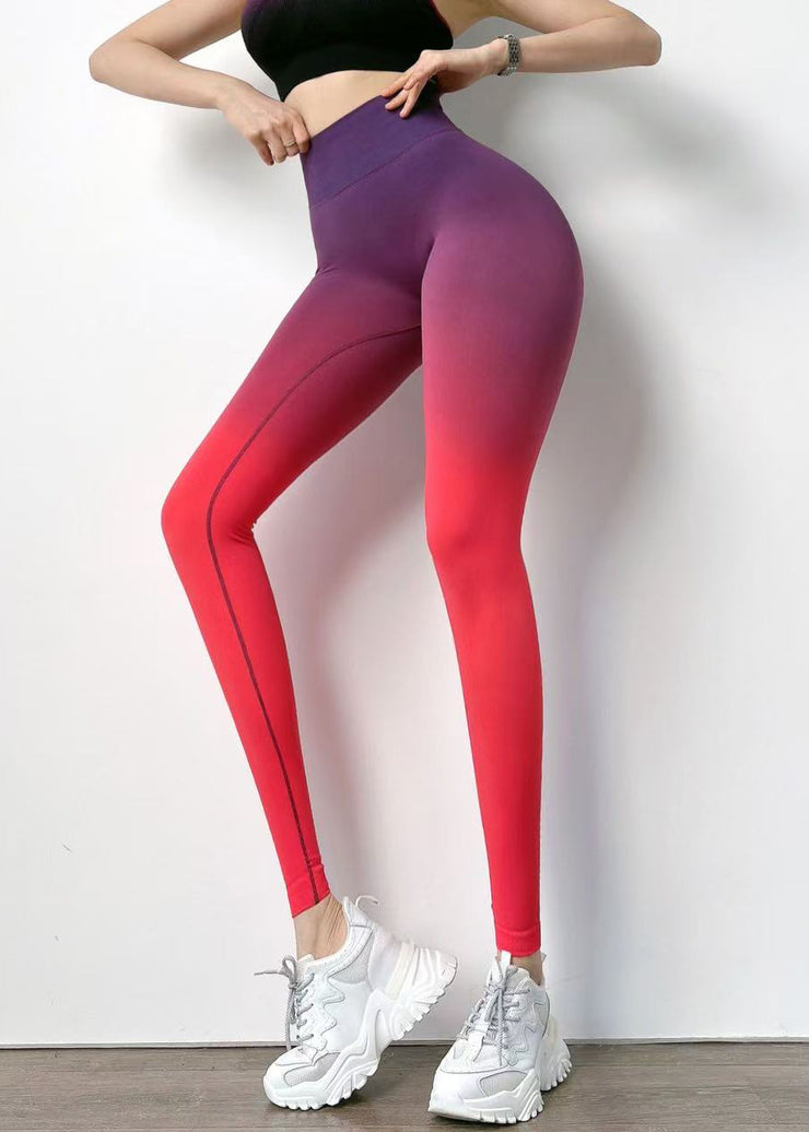 Ignite Red Purple Gradient High Waist Seamless Running Leggings