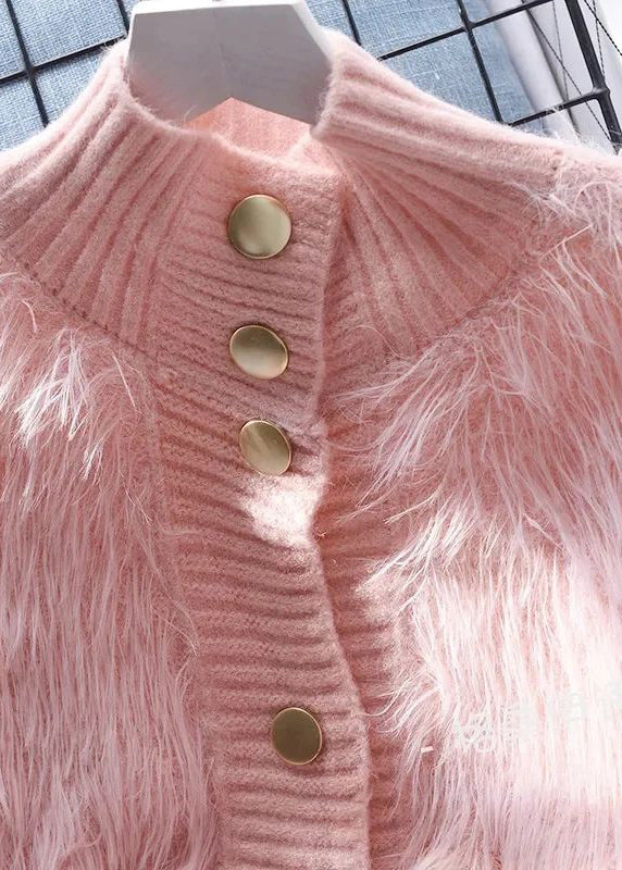 Imitation Mink Fleece Jacket High Neck Short Sweater Women&