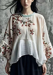 Italian Apricot Oversized Print Cotton Shirts Summer