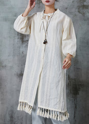Italian Apricot Tasseled Embroidered Cotton Dress Spring