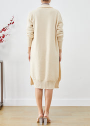 Italian Beige Oversized Warm Knit Cardigan Winter