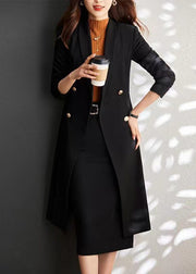 Italian Black Double Breast Silm Fit Coat Outwear Spring