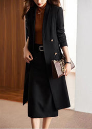 Italian Black Double Breast Silm Fit Coat Outwear Spring