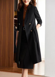 Italian Black Double Breast Silm Fit Coat Outwear Spring