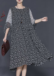 Italian Black Oversized Patchwork Print Chiffon Dress Summer