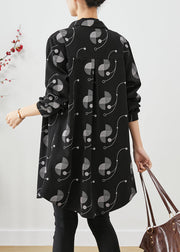 Italian Black Oversized Print Cotton Trench Fall