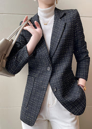 Italian Black Plaid Cotton Formal Coats Spring