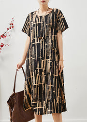 Italian Black Print Pockets Chiffon Maxi Dresses Summer