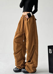 Italian Coffee Oversized Wrinkled Cotton Pants Spring