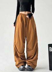 Italian Coffee Oversized Wrinkled Cotton Pants Spring