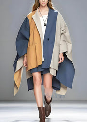 Italian Colorblock Asymmetrical Patchwork Cotton Coat Outwear Spring