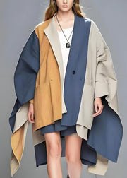 Italian Colorblock Asymmetrical Patchwork Cotton Coat Outwear Spring