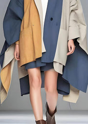 Italian Colorblock Asymmetrical Patchwork Cotton Coat Outwear Spring