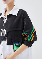 Italian Colorblock Oversized Patchwork Cotton Sweatshirt Streetwear Fall