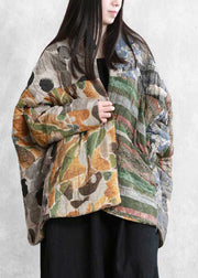 Italian Colorblock Oversized Patchwork Print Fine Cotton Filled Parkas Winter