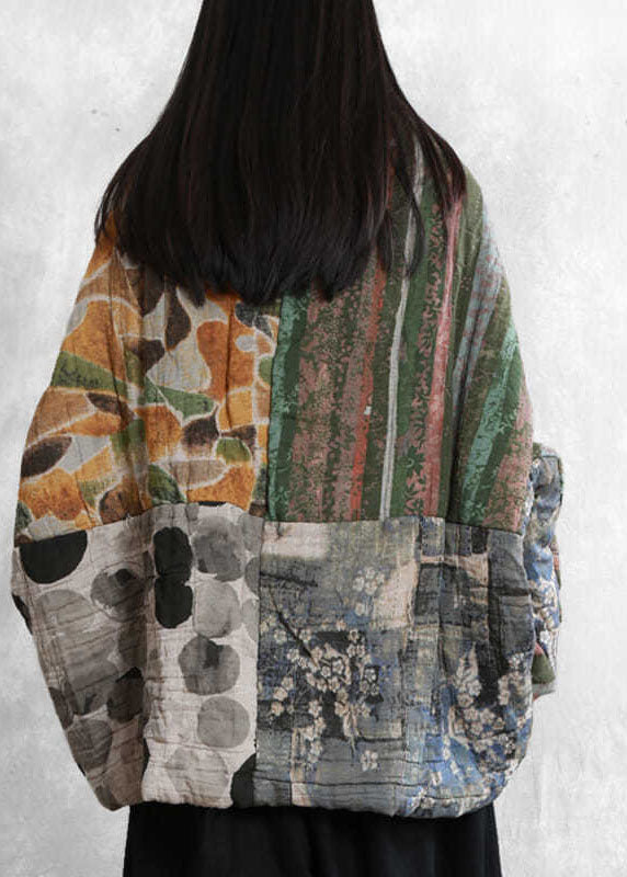 Italian Colorblock Oversized Patchwork Print Fine Cotton Filled Parkas Winter