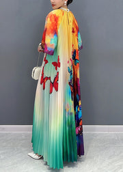 Italian Colorblock Wrinkled Print Patchwork Cotton Dresses Half Sleeve