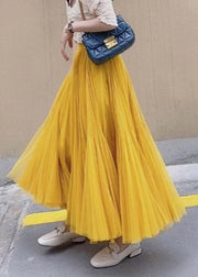 Italian Ginger Elastic Waist Tulle Layered Skirts Spring