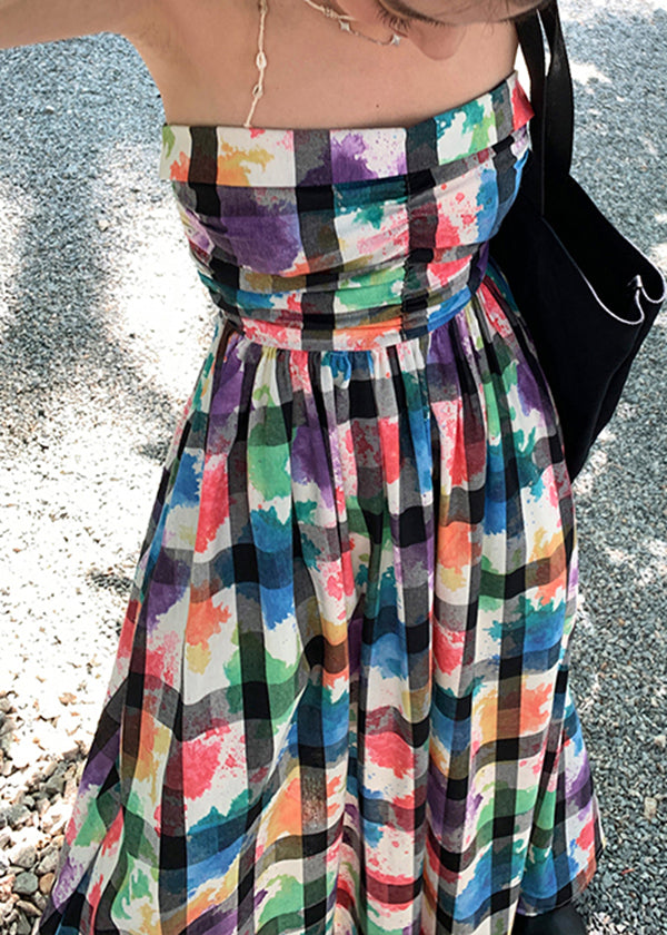 Italian Graffiti Bustier Wrinkled Long Dress Sleeveless