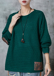 Italian Green Oversized Patchwork Knit Sweater Spring
