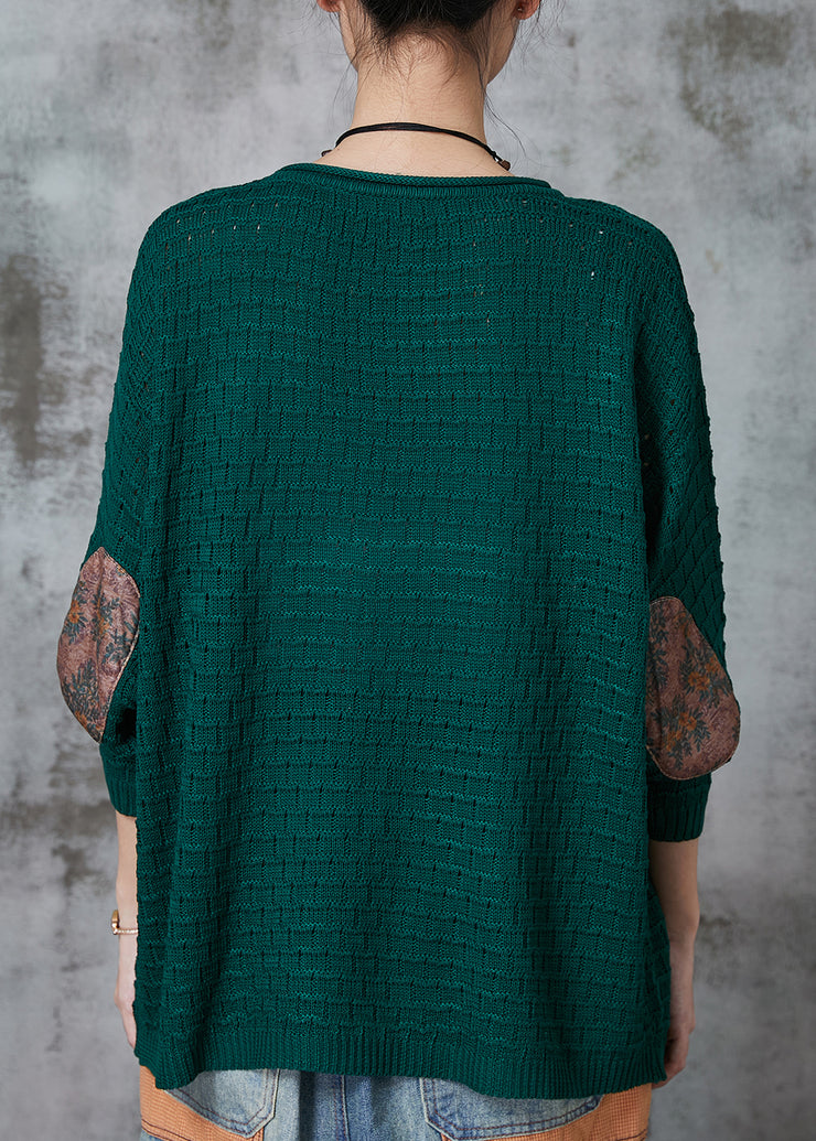 Italian Green Oversized Patchwork Knit Sweater Spring