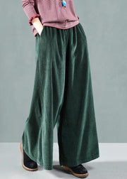 Italian Grey Elastic Waist Corduroy Wide Leg Pants Spring