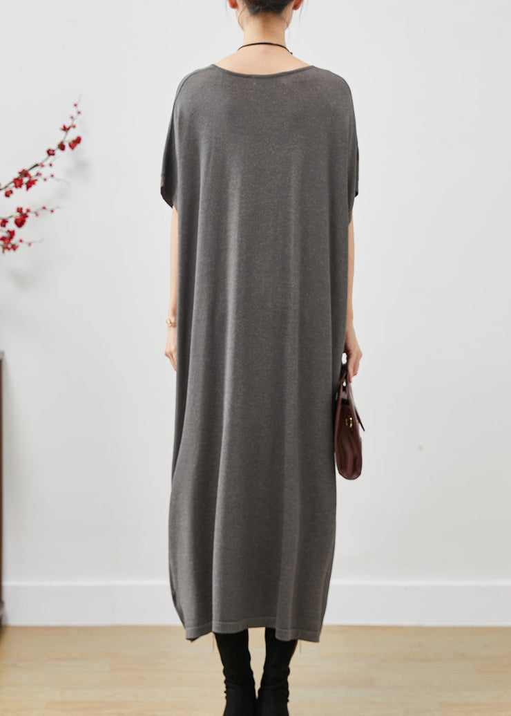 Italian Grey Oversized Wrinkled Cotton Robe Dresses Spring