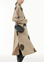 Italian Khaki Asymmetrical Maxi Shirt Dress Long Sleeve