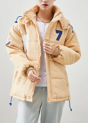 Italian Khaki Oversized Drawstring Fine Cotton Filled Parkas Winter