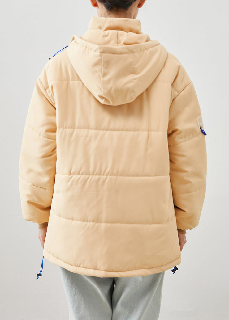 Italian Khaki Oversized Drawstring Fine Cotton Filled Parkas Winter