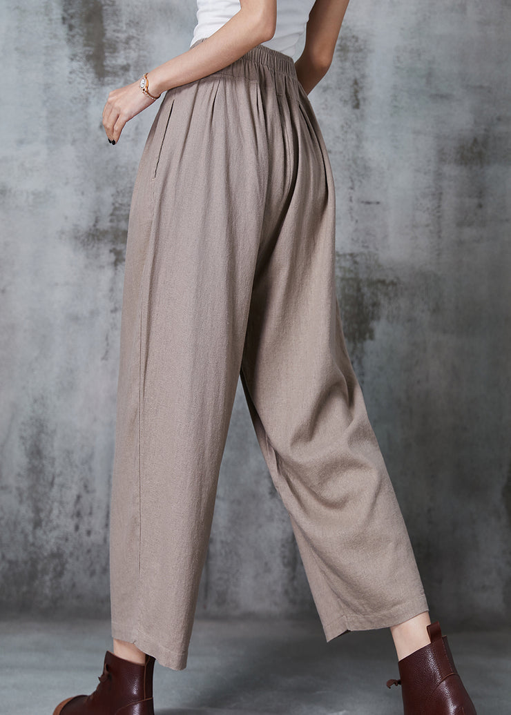 Italian Khaki Oversized Linen Harem Pants Summer