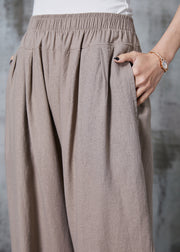 Italian Khaki Oversized Linen Harem Pants Summer