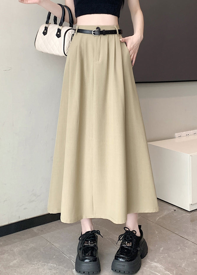 Italian Khaki Versatile High Waist Wrinkled Skirt Spring
