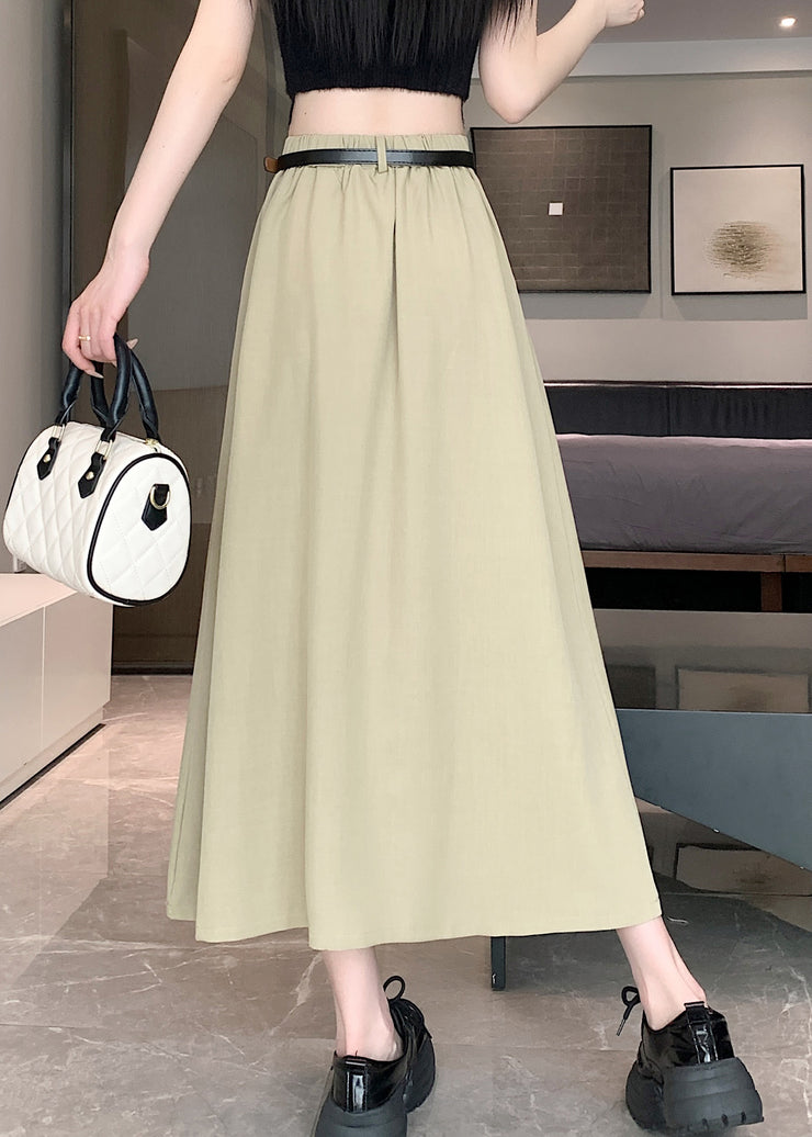 Italian Khaki Versatile High Waist Wrinkled Skirt Spring