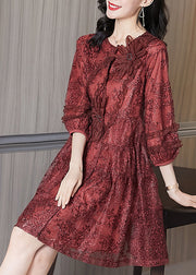 Italian Mulberry Ruffled Embroideried Patchwork Tulle Dresses Fall