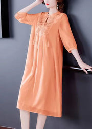 Italian Orange Embroidered Tasseled Silk Cotton Dress Bracelet Sleeve