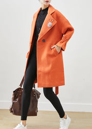 Italian Orange Oversized Give Pendant Woolen Trench Fall